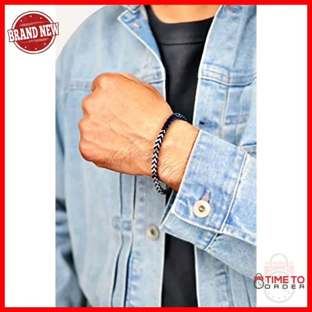 Stainless Steel Foxtail Chain Bracelet for Men, 8.5 Inch Length